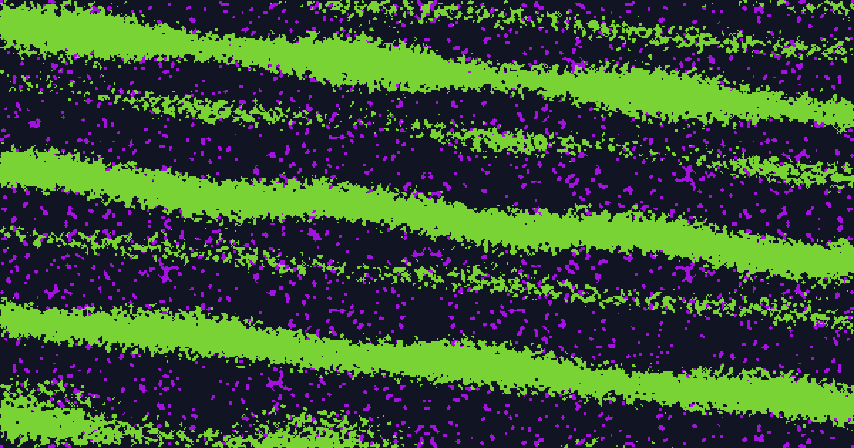 Drift: the pattern travels steadily across the canvas along its flow direction, repeating exactly at the end of one period.