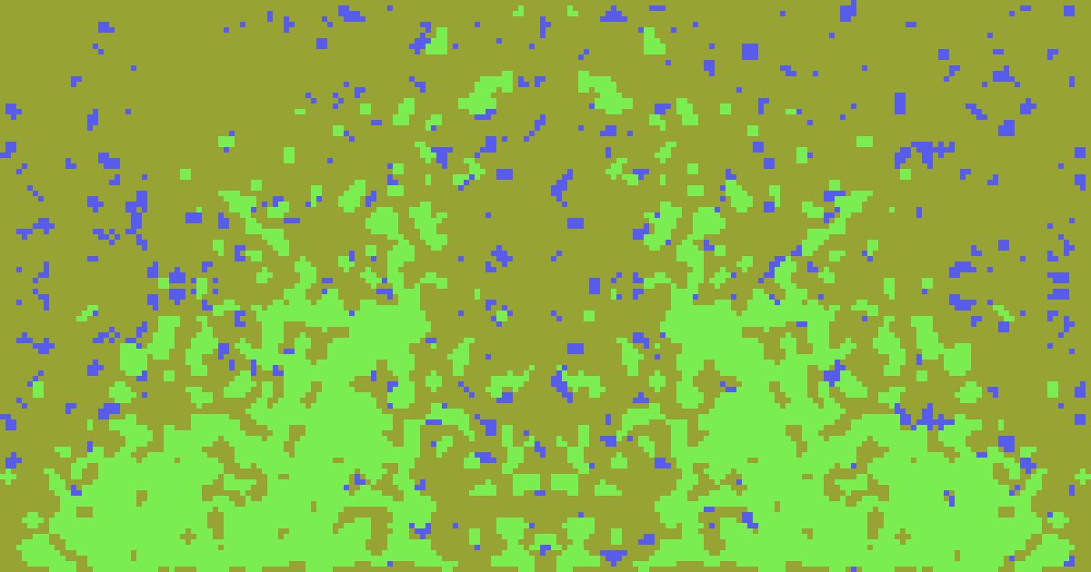Full random: every pass produces an unrelated composition, with colors, density, flow, and symmetry all changing at once.