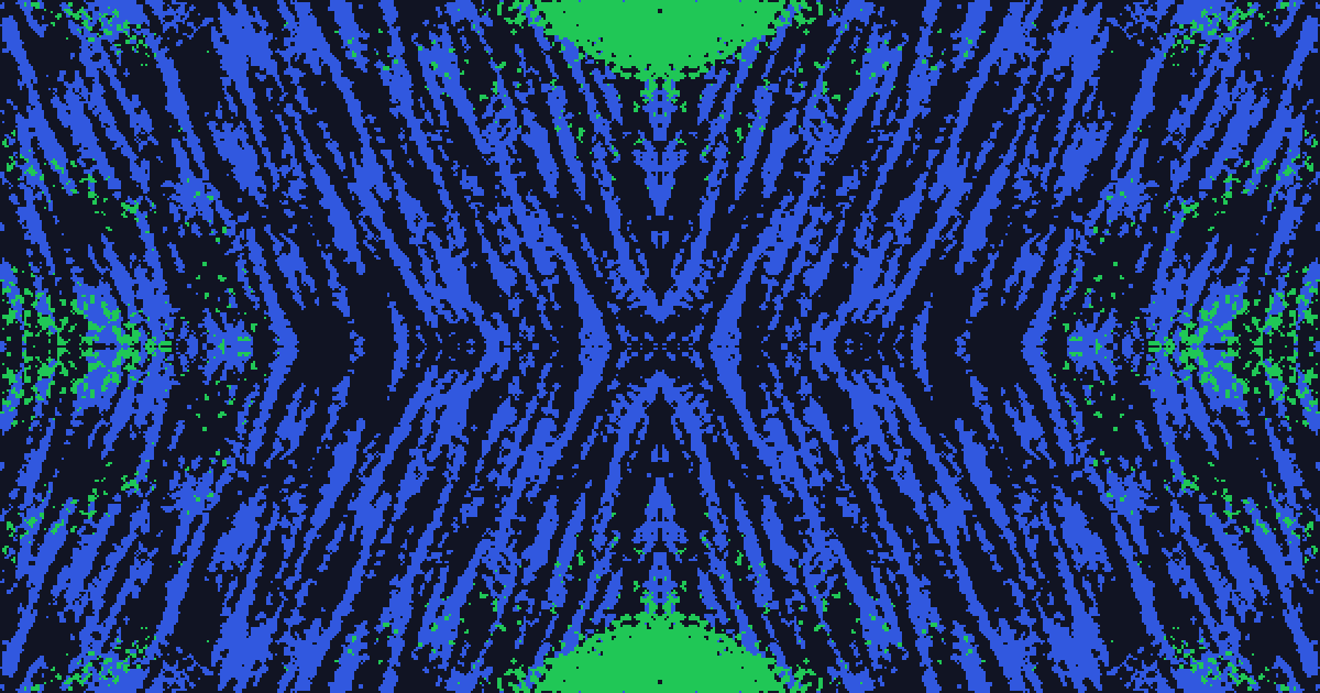 Loop: the composition's shapes grow, shrink, and slide in place as the flow field turns through one closed cycle.